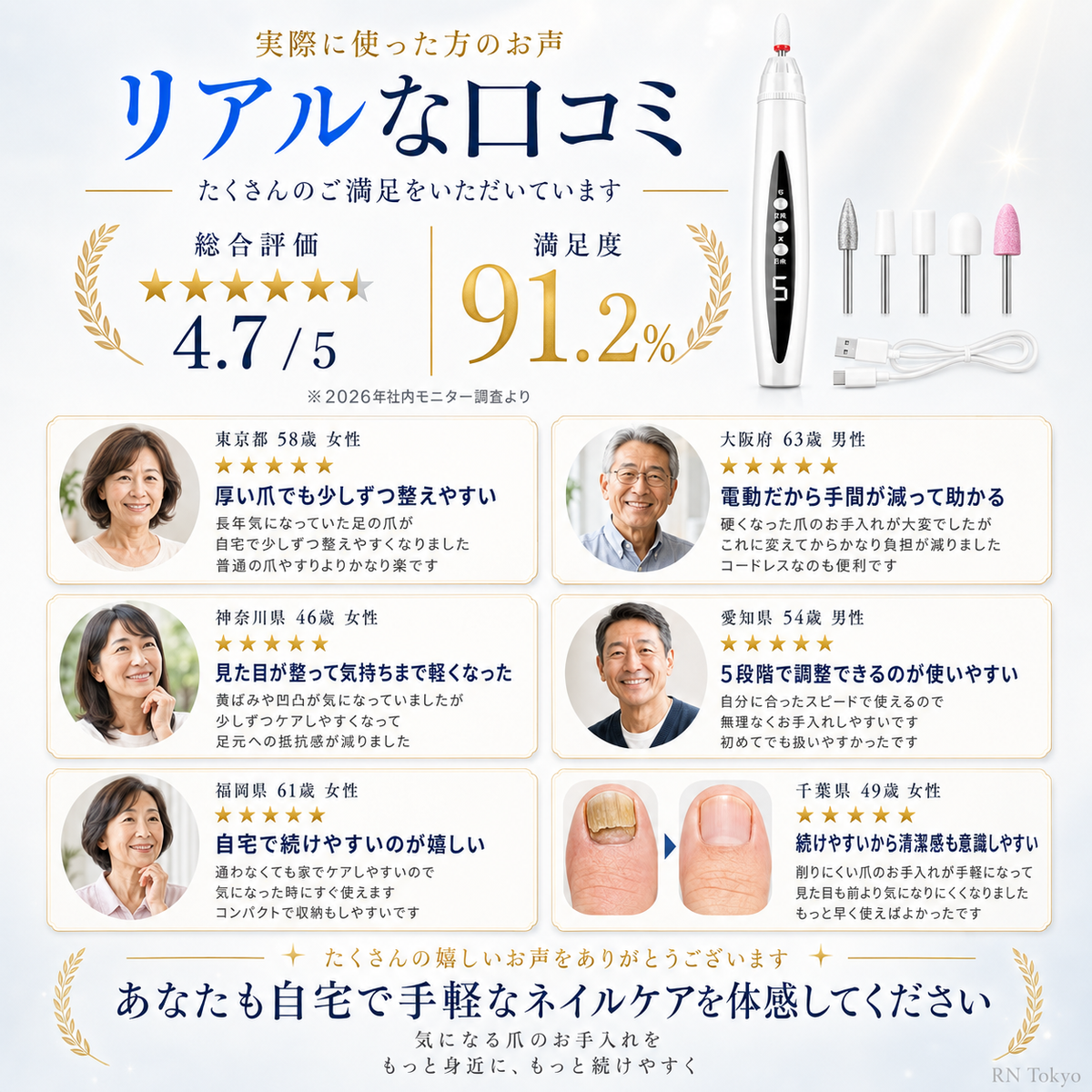 爪職人 Pro｜厚く硬い爪を自宅でなめらかに整える電動ネイルケア