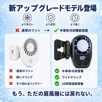 涼雅クリップファン Pro｜360°回転 車載扇風機