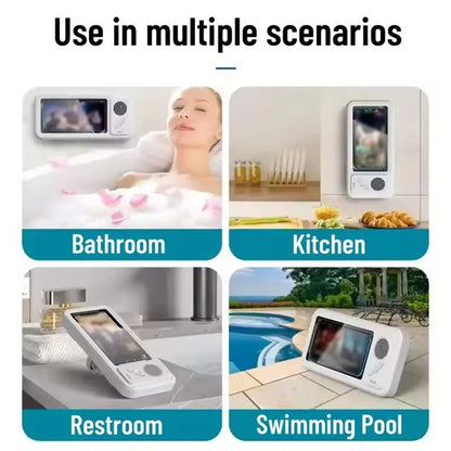 防水スマホホルダー お風呂 Bluetoothスピーカー付き IPX68 シャワー用スマホスタンド 防曇 ハンズフリー通話 音楽再生 全機種対応