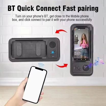 防水スマホホルダー お風呂 Bluetoothスピーカー付き IPX68 シャワー用スマホスタンド 防曇 ハンズフリー通話 音楽再生 全機種対応