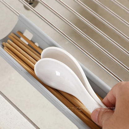 【キッチン収納】ロール式 水切りラック ステンレス304 折りたたみ式 シンク上 水切りラック 食器乾燥ラック 多機能 キッチン用品