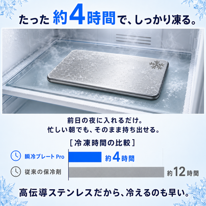 【新規限定・送料無料】瞬冷プレート Pro｜SUS304ステンレス保冷プレート 長時間ひんやり・液漏れゼロ・繰り返し使える｜お弁当／クーラーボックス／キャンプ・アウトドアの暑さ対策に