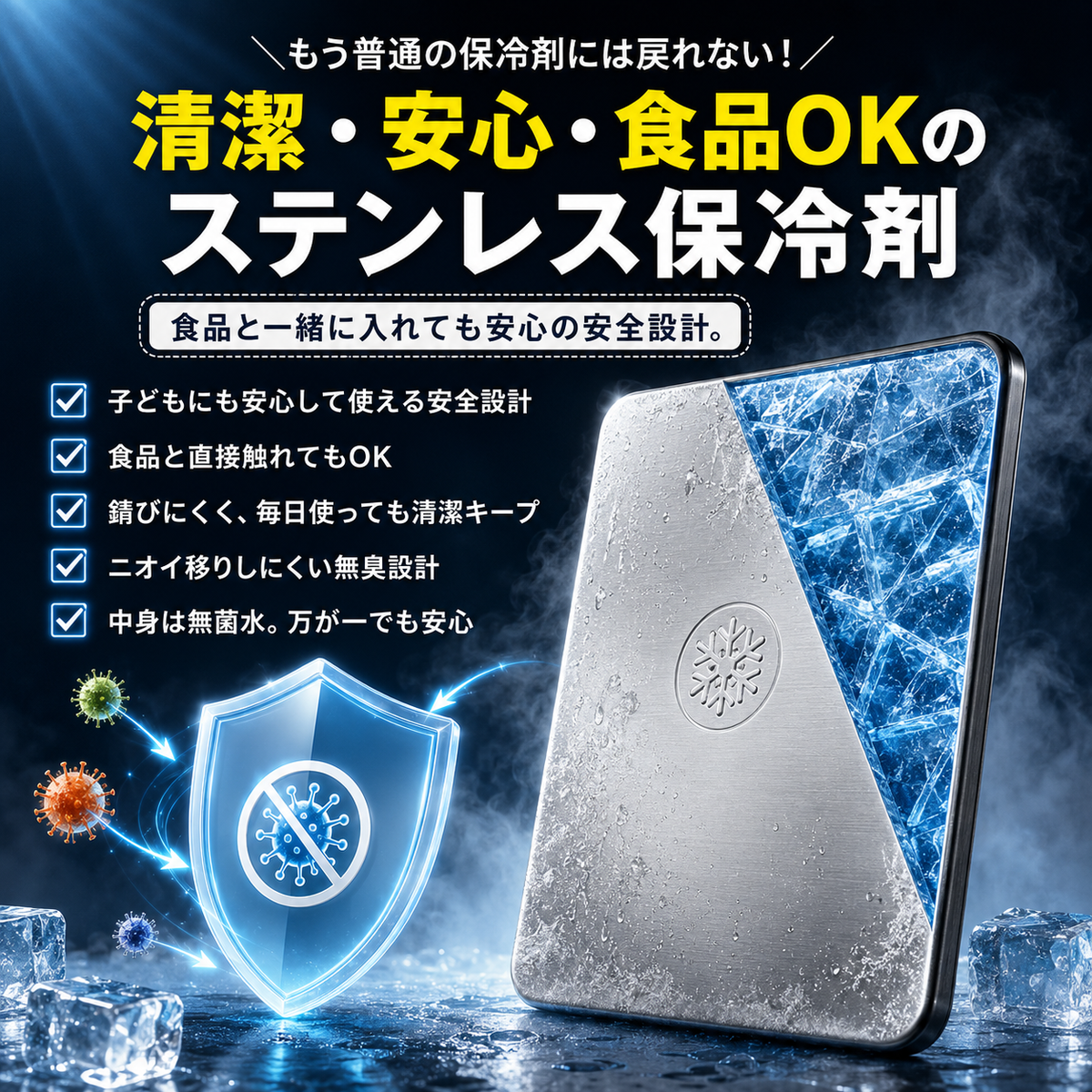 【新規限定・送料無料】瞬冷プレート Pro｜SUS304ステンレス保冷プレート 長時間ひんやり・液漏れゼロ・繰り返し使える｜お弁当／クーラーボックス／キャンプ・アウトドアの暑さ対策に